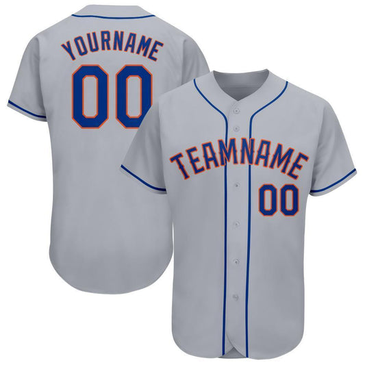 Custom Gray Royal-Orange Baseball Jersey - Main View