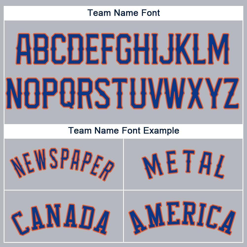 Custom Gray Royal-Orange Baseball Jersey view 5