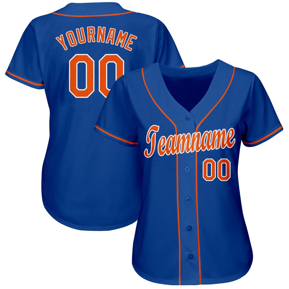 Custom Royal Orange-White Baseball Jersey view 3