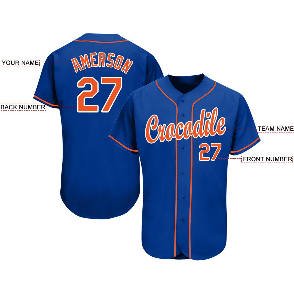 Custom Royal Orange-White Baseball Jersey view 4