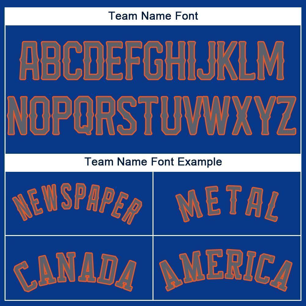 Custom Royal Gray-Orange Baseball Jersey view 5