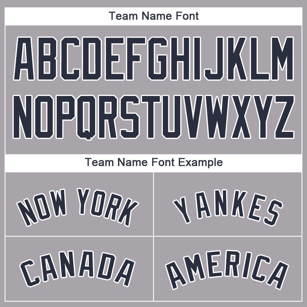 Custom Gray Navy-White Baseball Jersey view 5