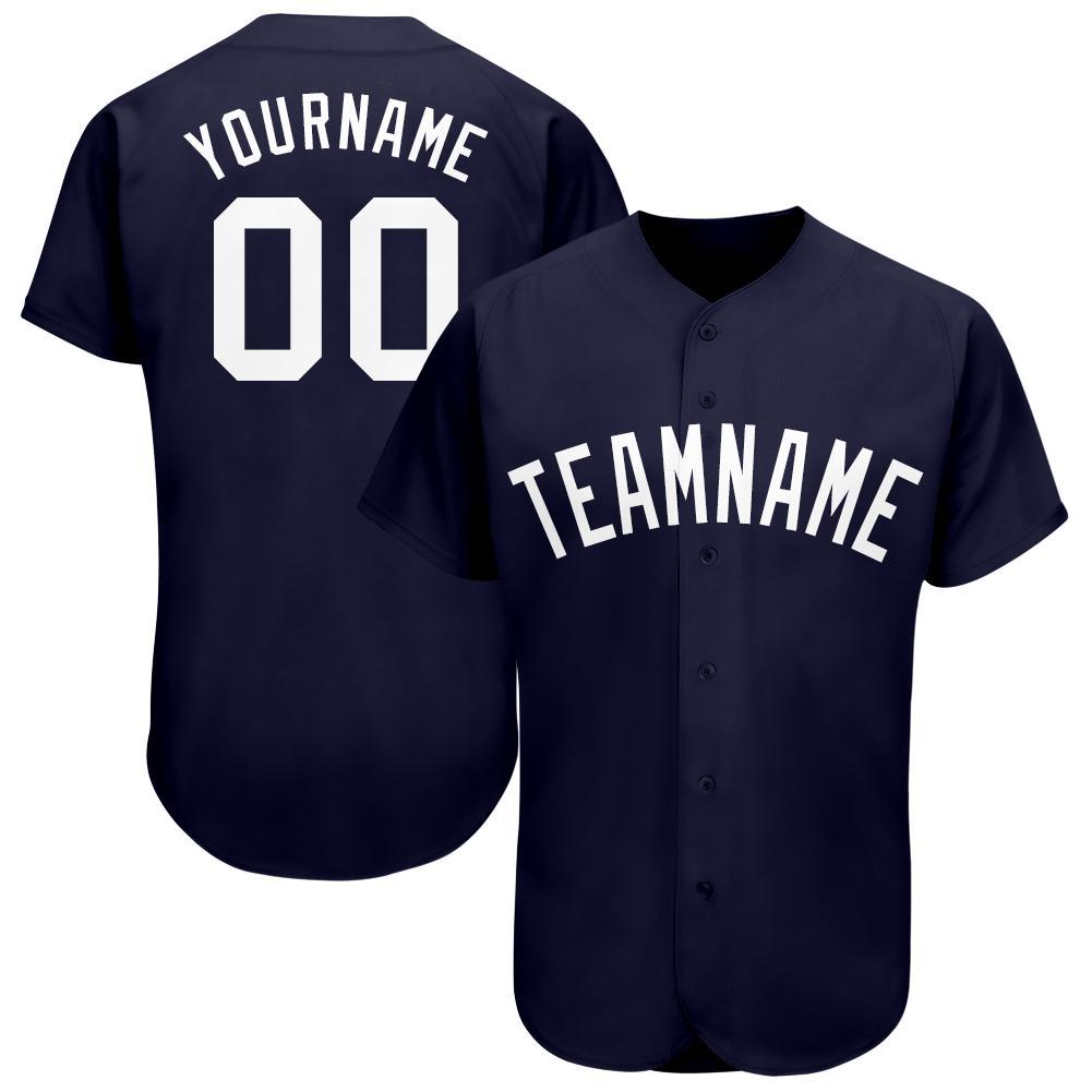 Custom Navy White Baseball Jersey - Main View