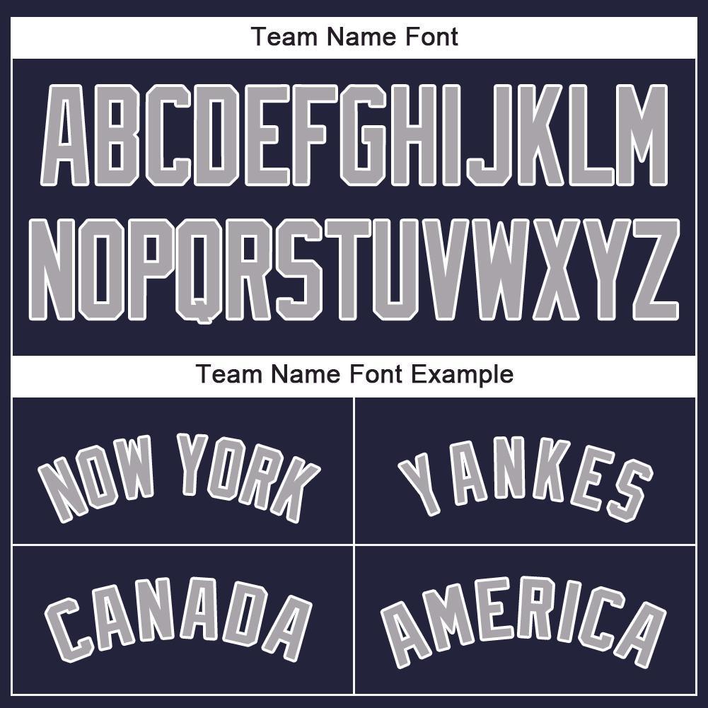 Custom Navy Gray-White Baseball Jersey view 5