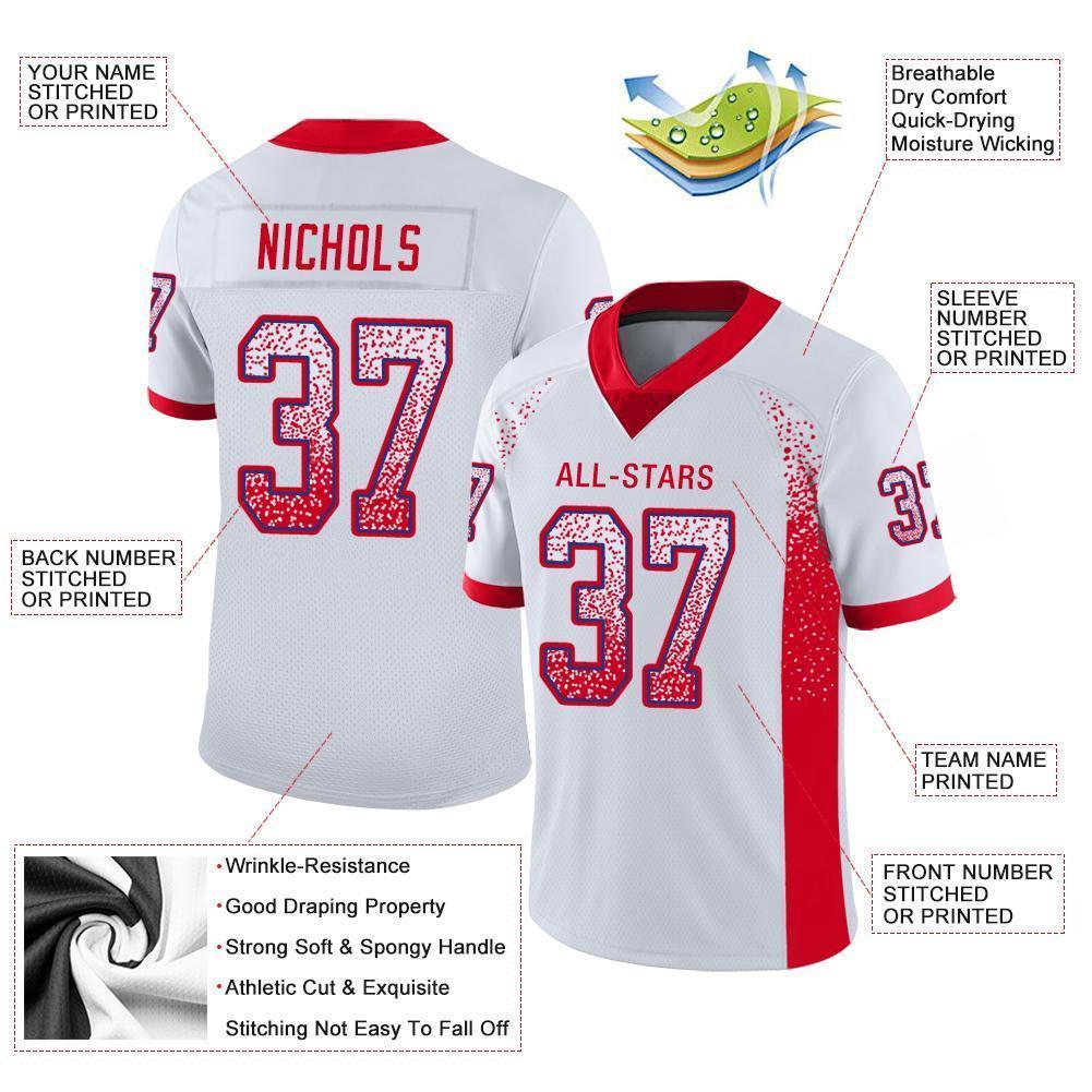 Custom White Scarlet-Royal Drift Fashion Football Jersey view 3