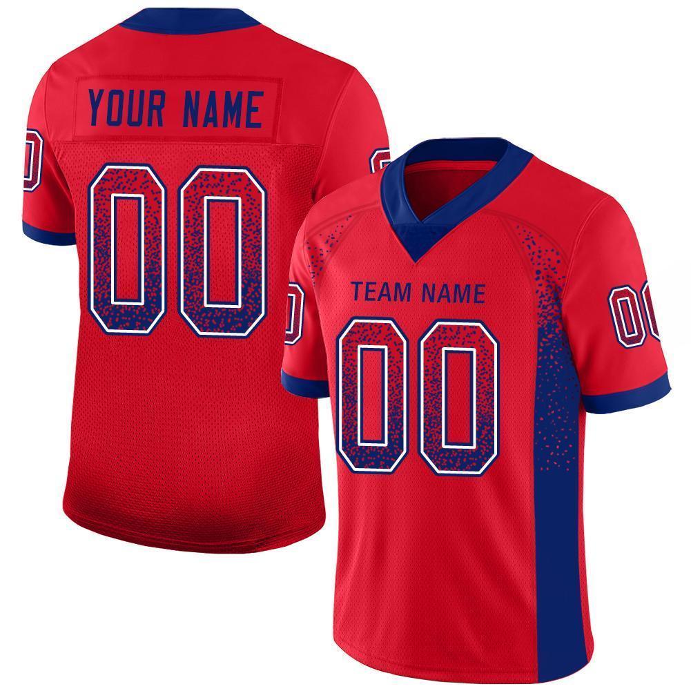 Custom Scarlet Royal-White Drift Fashion Football Jersey - Main View