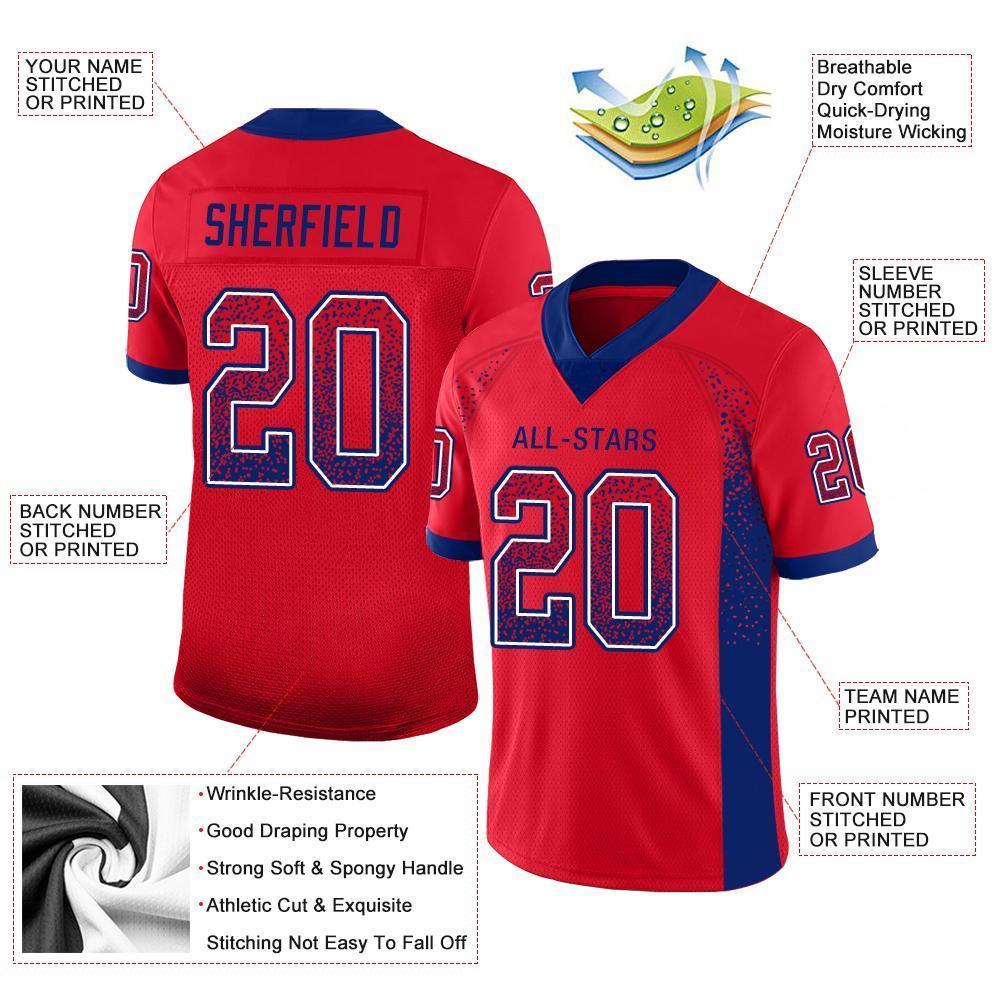 Custom Scarlet Royal-White Drift Fashion Football Jersey view 3