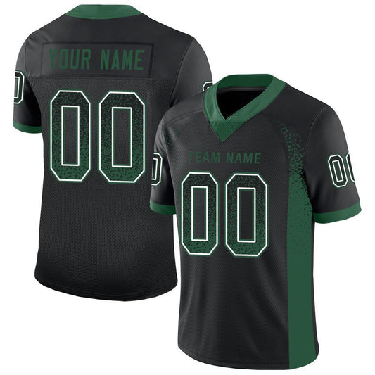 Custom Black Grass Green-White Drift Fashion Football Jersey - Main View