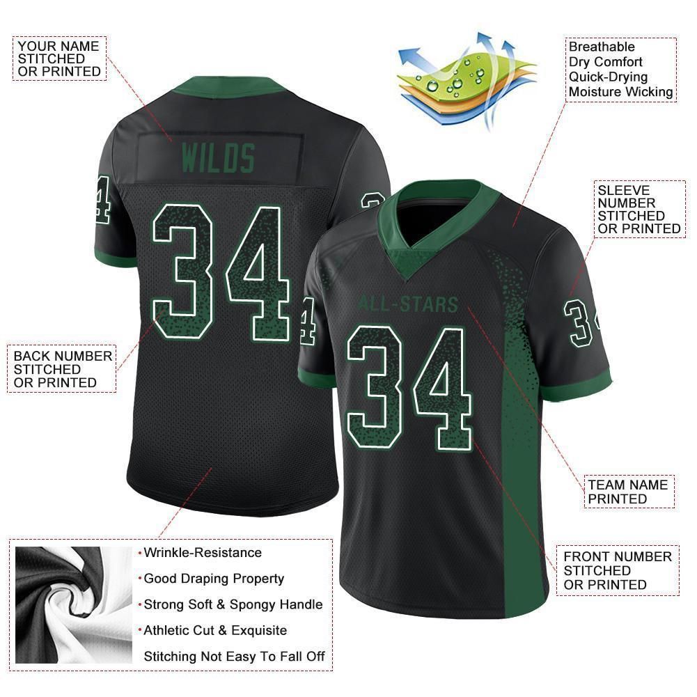 Custom Black Grass Green-White Drift Fashion Football Jersey view 3