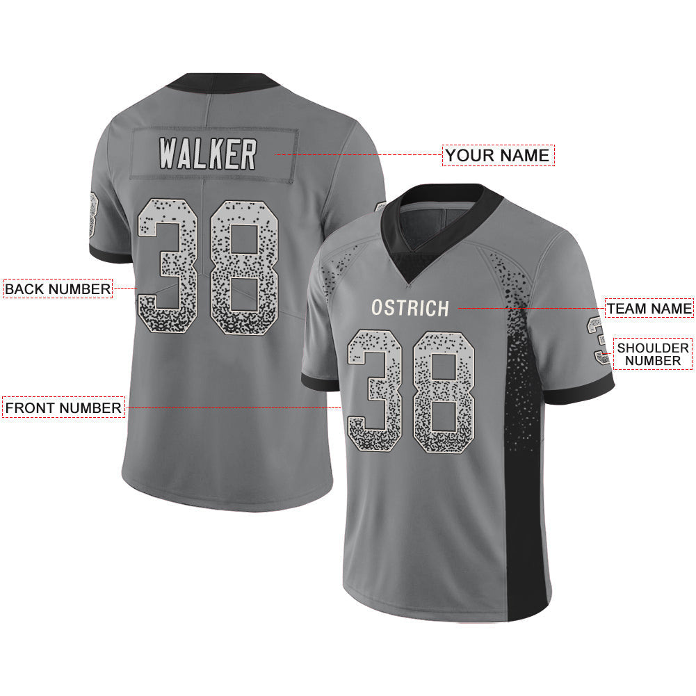 Custom L.Raiders Stitched American Football Jerseys Personalize Birthday Gifts Grey Jersey view 2