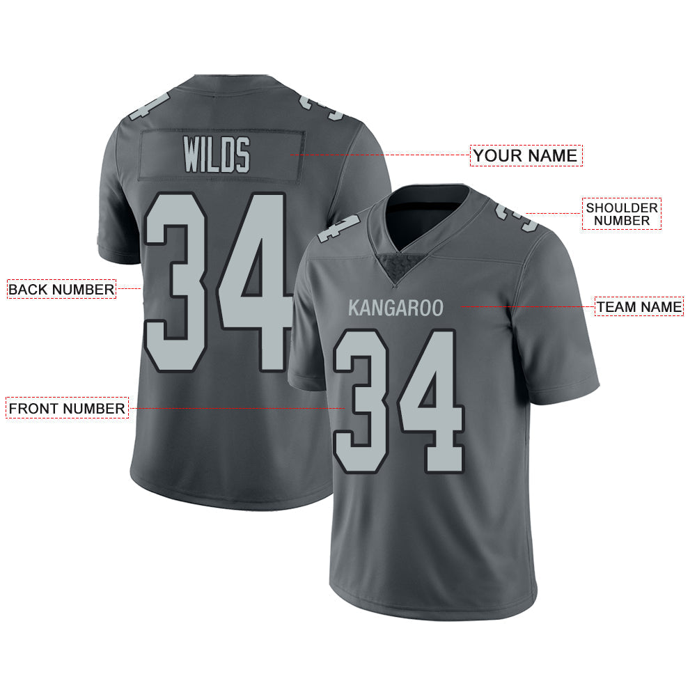 Custom L.Raiders  Stitched American Football Jerseys Personalize Birthday Gifts Grey Jersey view 3