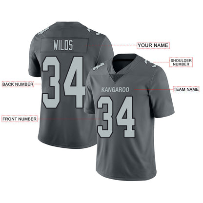 Custom L.Raiders  Stitched American Football Jerseys Personalize Birthday Gifts Grey Jersey view 3