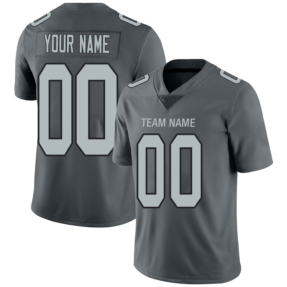 Custom L.Raiders  Stitched American Football Jerseys Personalize Birthday Gifts Grey Jersey view 2