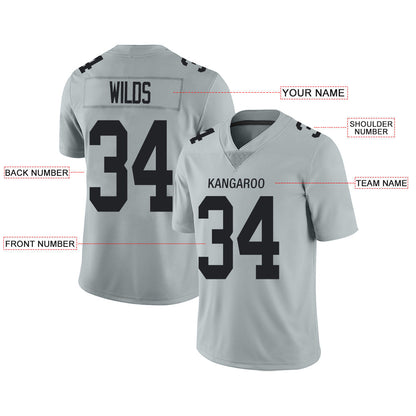 Custom L.Raiders Stitched American Football Jerseys Personalize Birthday Gifts Grey Jersey view 2