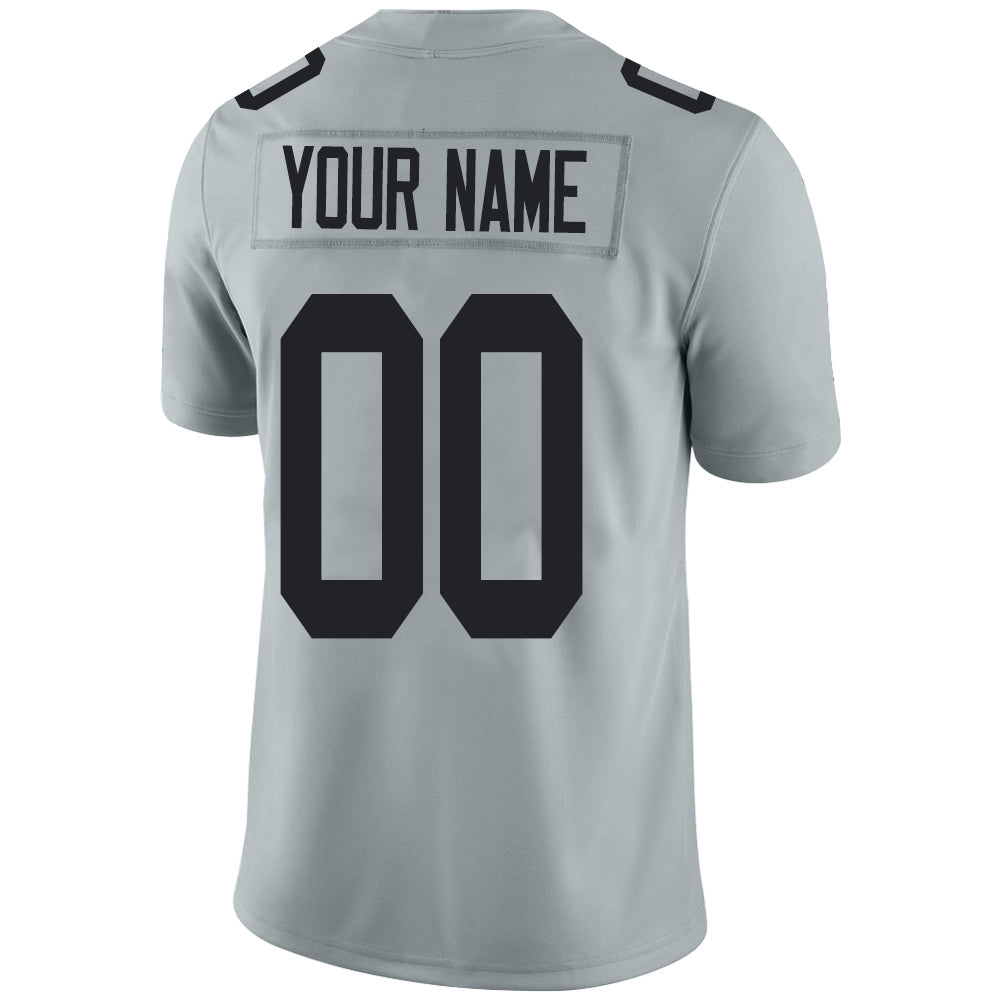Custom L.Raiders Stitched American Football Jerseys Personalize Birthday Gifts Grey Jersey view 3