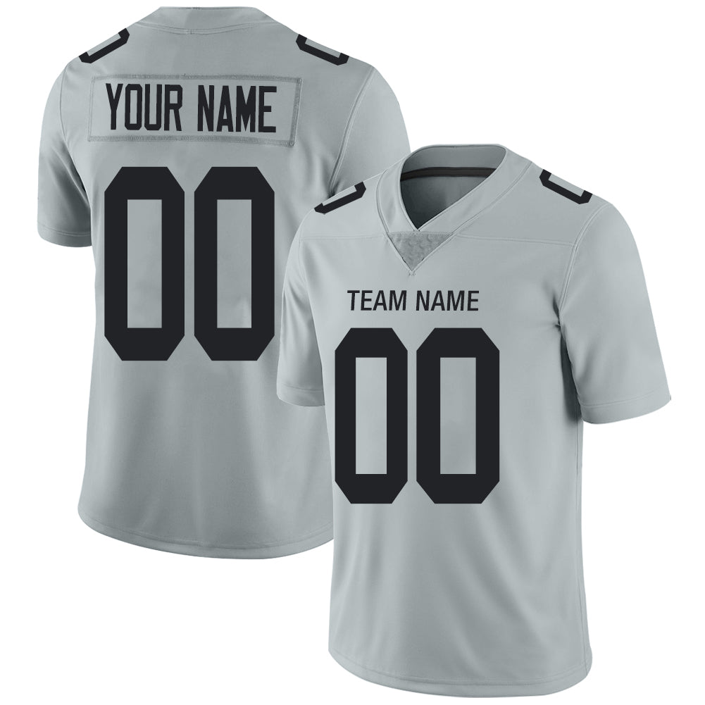 Custom L.Raiders Stitched American Football Jerseys Personalize Birthday Gifts Grey Jersey - Main View