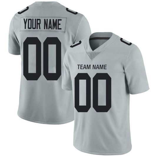Custom L.Raiders Stitched American Football Jerseys Personalize Birthday Gifts Grey Jersey - Main View
