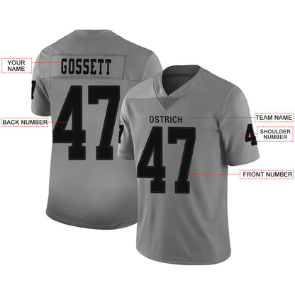 Custom L.Raiders Stitched American Football Jerseys Personalize Birthday Gifts Grey Jersey view 2
