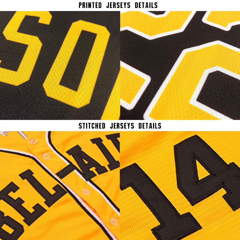 Custom Gold Green-White Baseball Jersey view 6