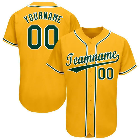 Custom Gold Green-White Baseball Jersey - Main View