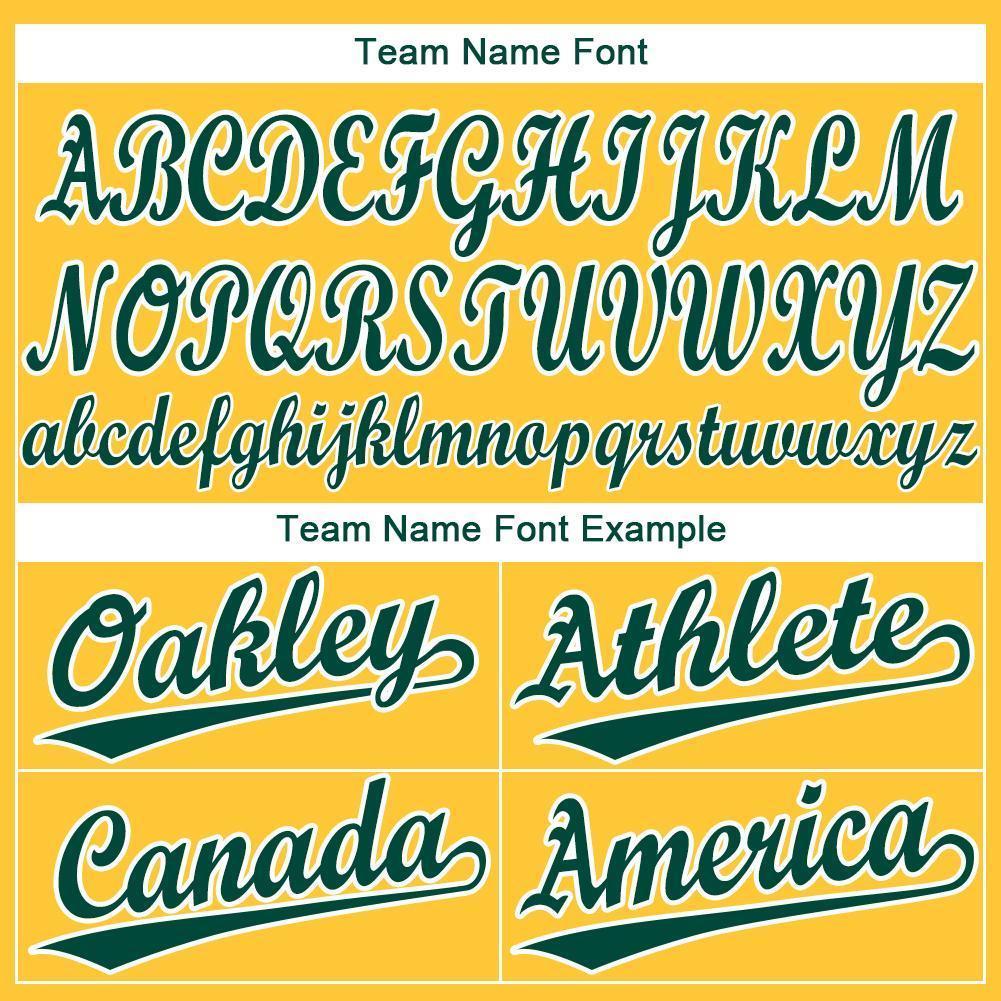 Custom Gold Green-White Baseball Jersey view 5