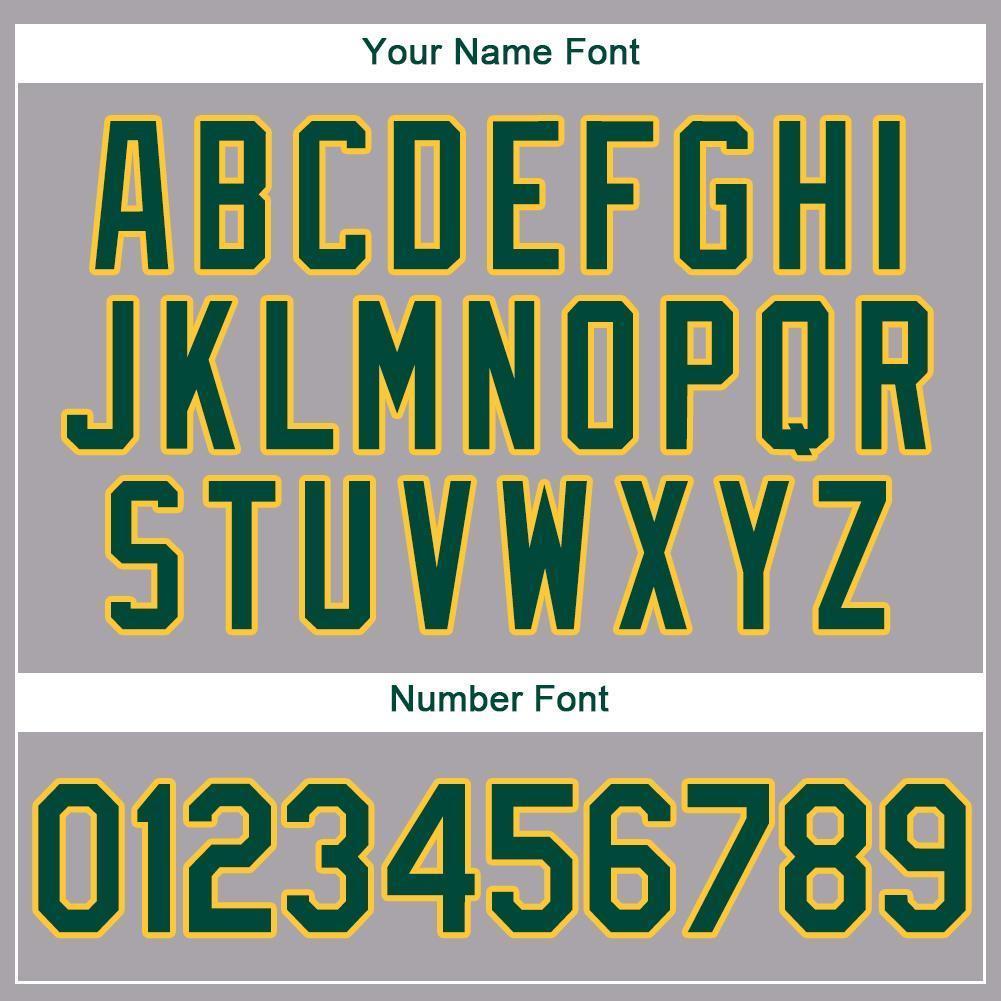 Custom Gray Green-Gold Baseball Jersey view 4