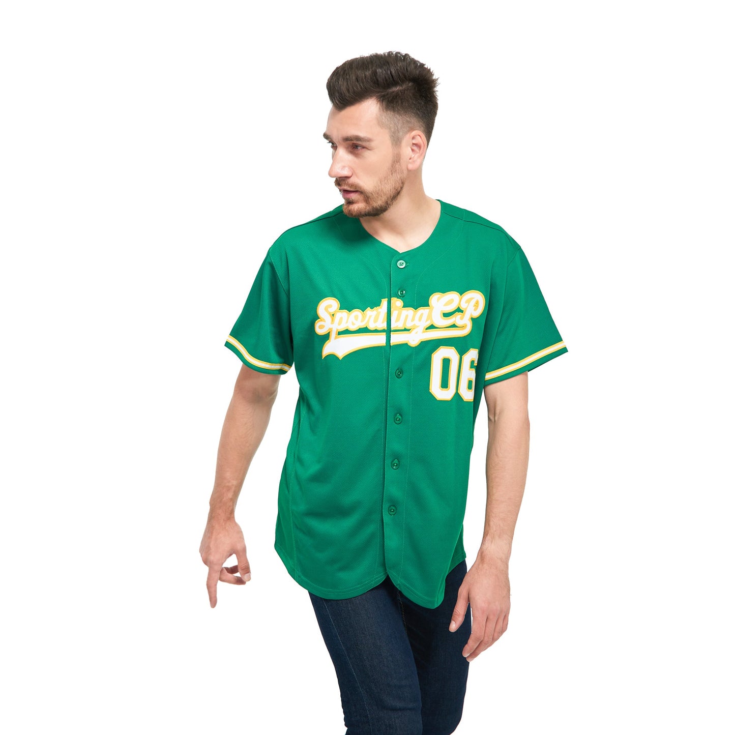 Custom Kelly Green White-Gold Baseball Jersey view 2