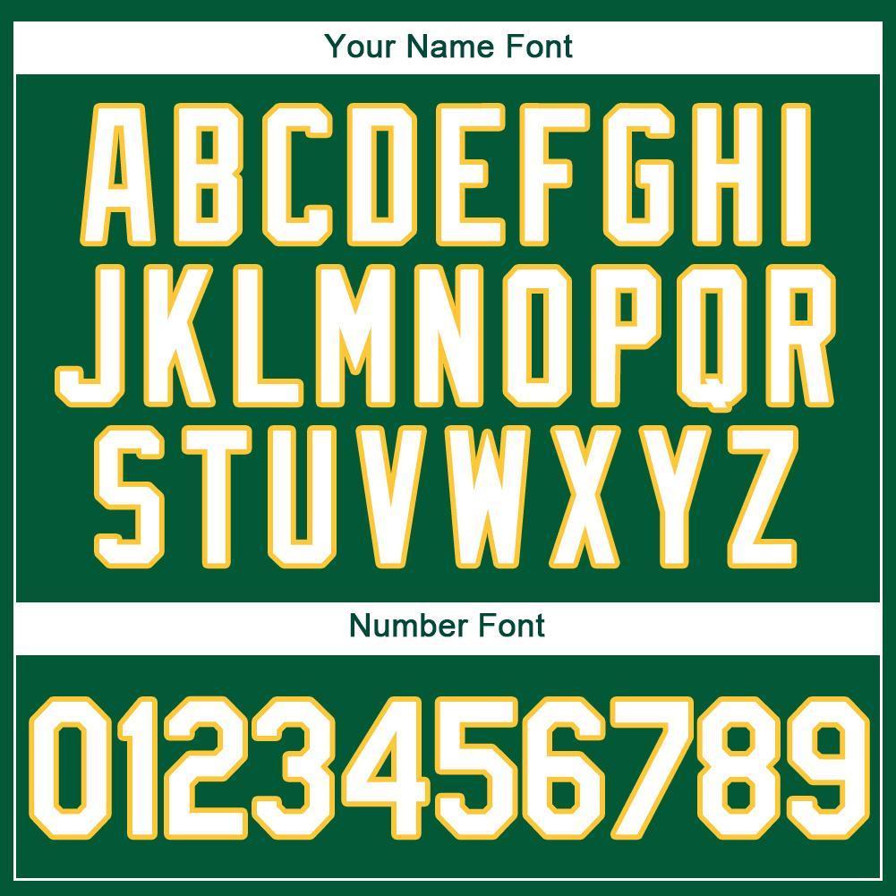 Custom Kelly Green White-Gold Baseball Jersey view 5
