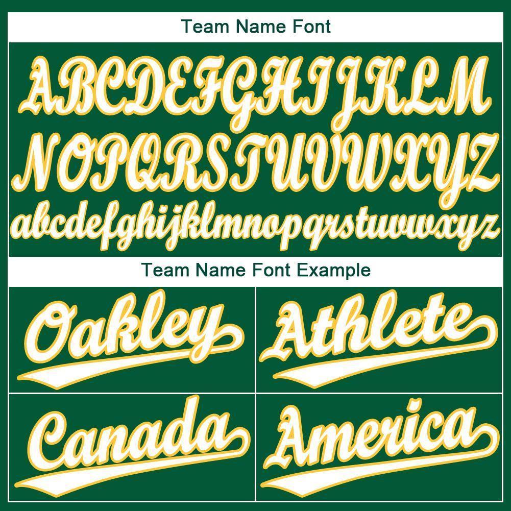 Custom Kelly Green White-Gold Baseball Jersey view 6