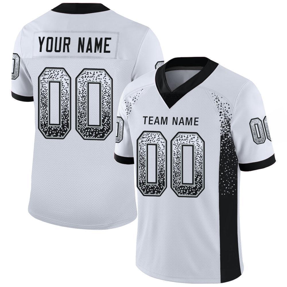 Custom White Black-Silver Drift Fashion Football Jersey - Main View