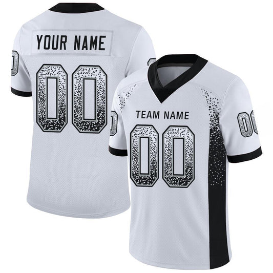 Custom White Black-Silver Drift Fashion Football Jersey - Main View