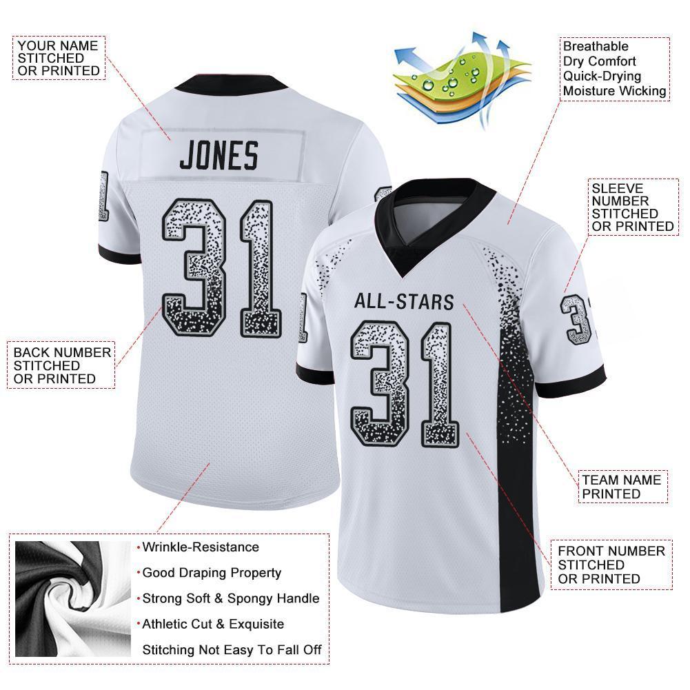 Custom White Black-Silver Drift Fashion Football Jersey view 3