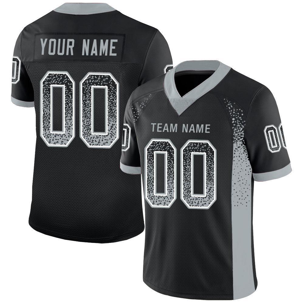 Custom Black Silver-White Drift Fashion Football Jersey - Main View