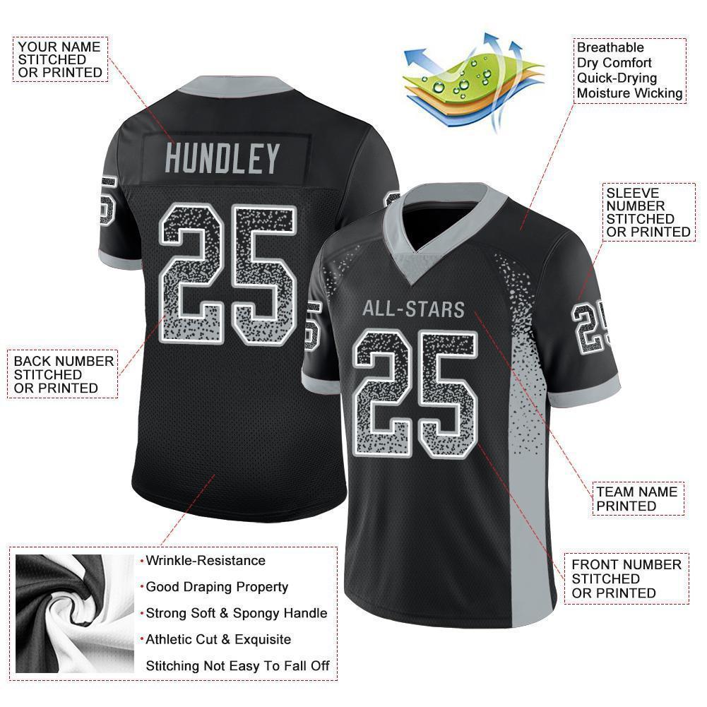 Custom Black Silver-White Drift Fashion Football Jersey view 3