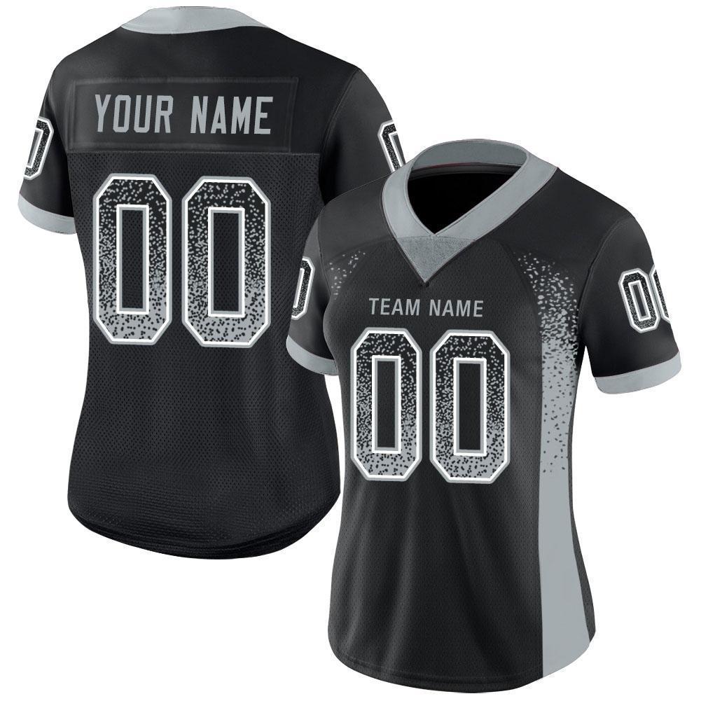 Custom Black Silver-White Drift Fashion Football Jersey view 2