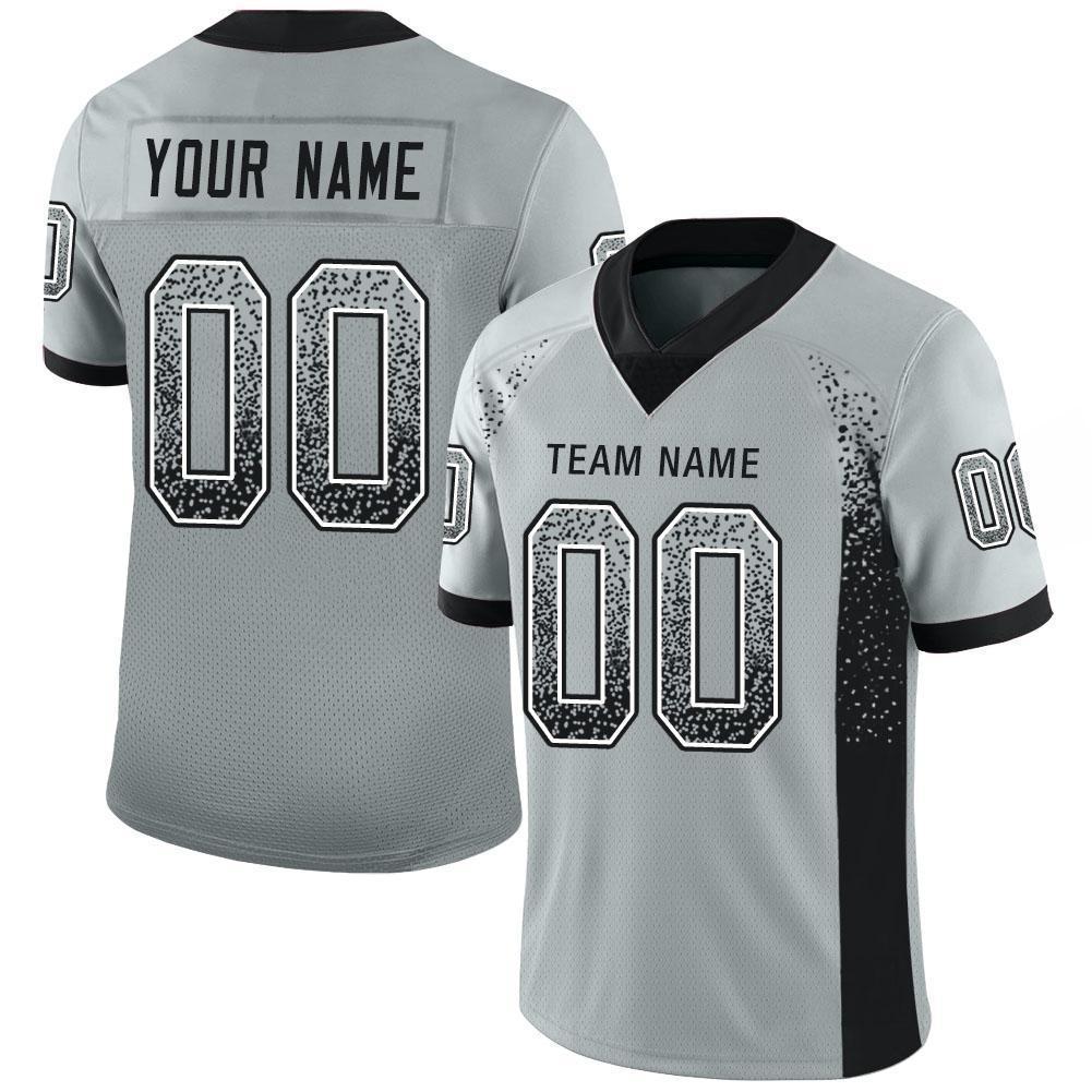 Custom Silver Black-White Drift Fashion Football Jersey - Main View