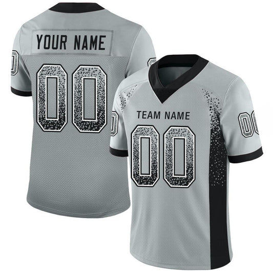 Custom Silver Black-White Drift Fashion Football Jersey - Main View