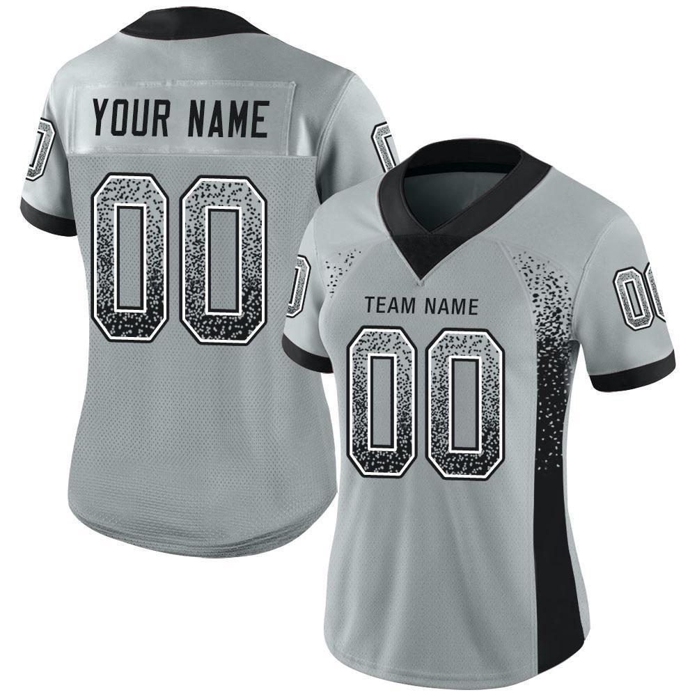 Custom Silver Black-White Drift Fashion Football Jersey view 2