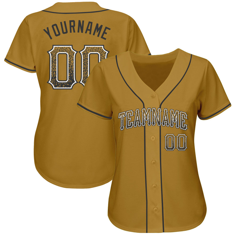 Custom Old Gold Black-White Authentic Drift Fashion Baseball Jersey view 2
