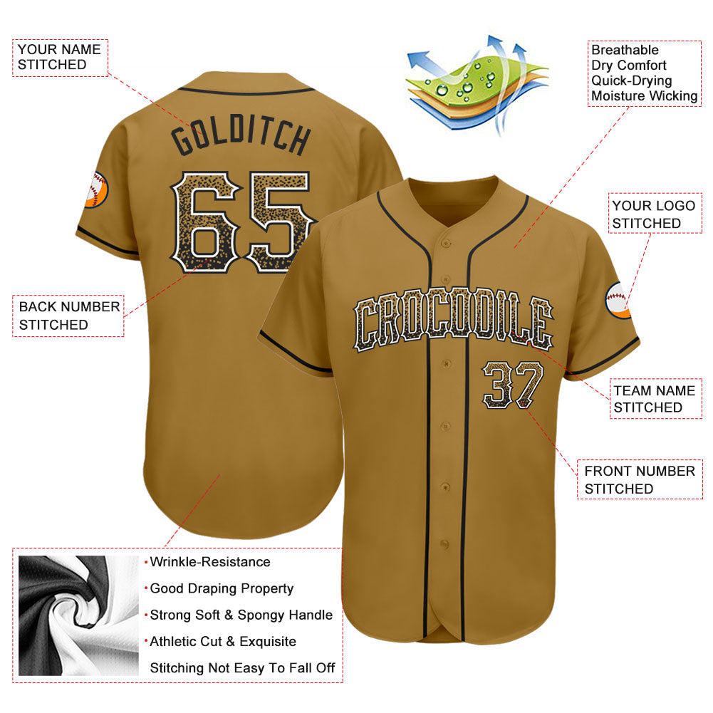 Custom Old Gold Black-White Authentic Drift Fashion Baseball Jersey view 3