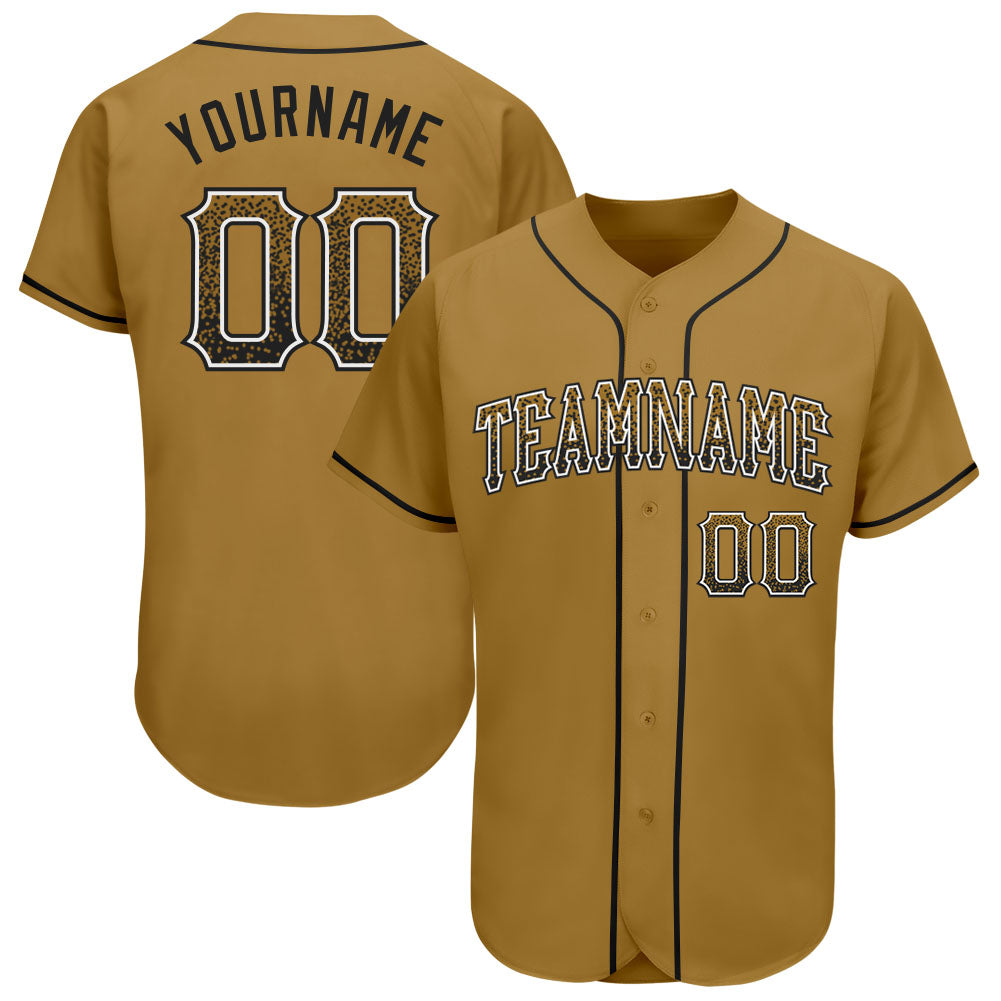 Custom Old Gold Black-White Authentic Drift Fashion Baseball Jersey - Main View