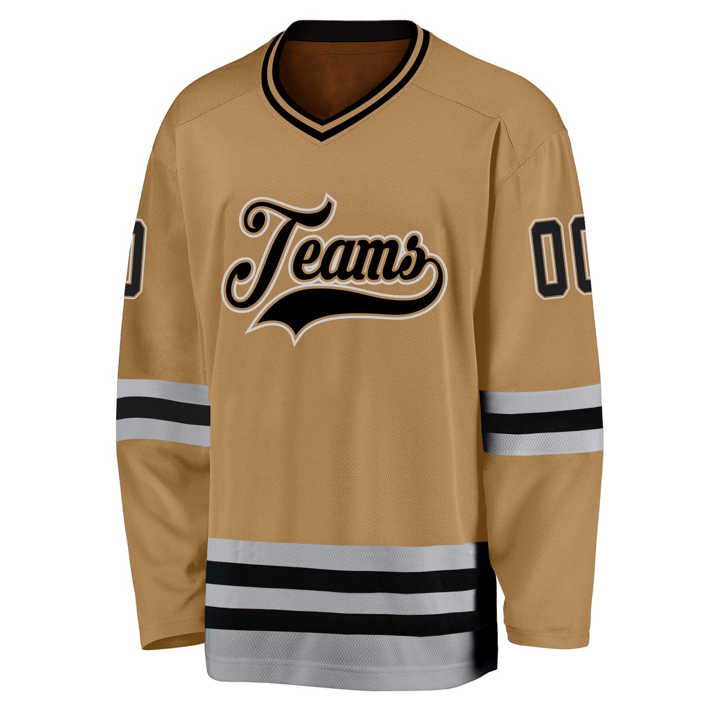 Custom Old Gold Black-Gray Hockey Jersey view 2