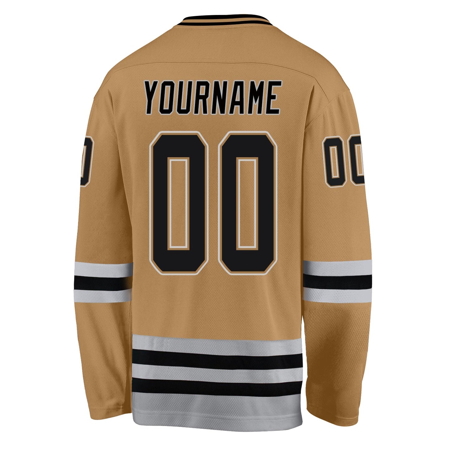 Custom Old Gold Black-Gray Hockey Jersey view 3