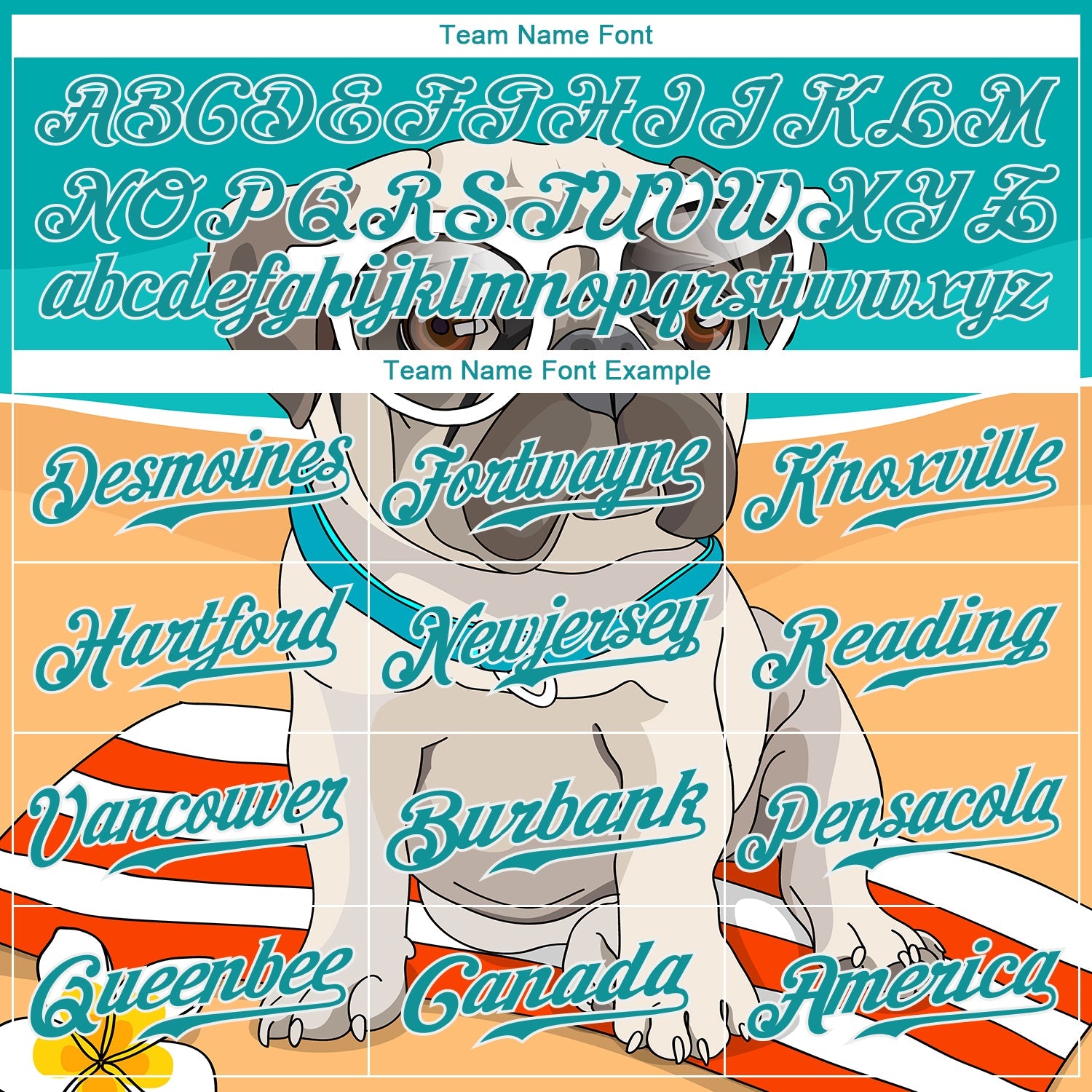 Custom Old Gold Teal-White 3D Pattern Design Puppy Pug Authentic Baseball Jersey view 4