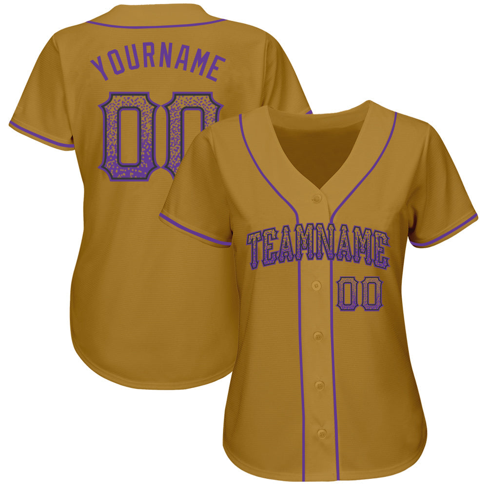 Custom Old Gold Purple-Black Authentic Drift Fashion Baseball Jersey view 2