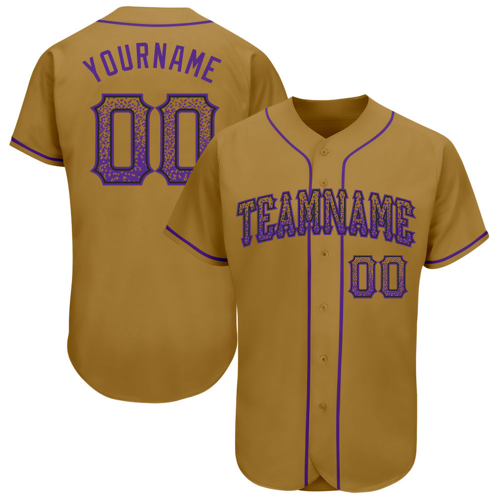 Custom Old Gold Purple-Black Authentic Drift Fashion Baseball Jersey - Main View
