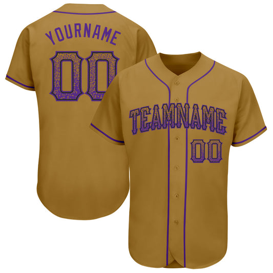 Custom Old Gold Purple-Black Authentic Drift Fashion Baseball Jersey - Main View