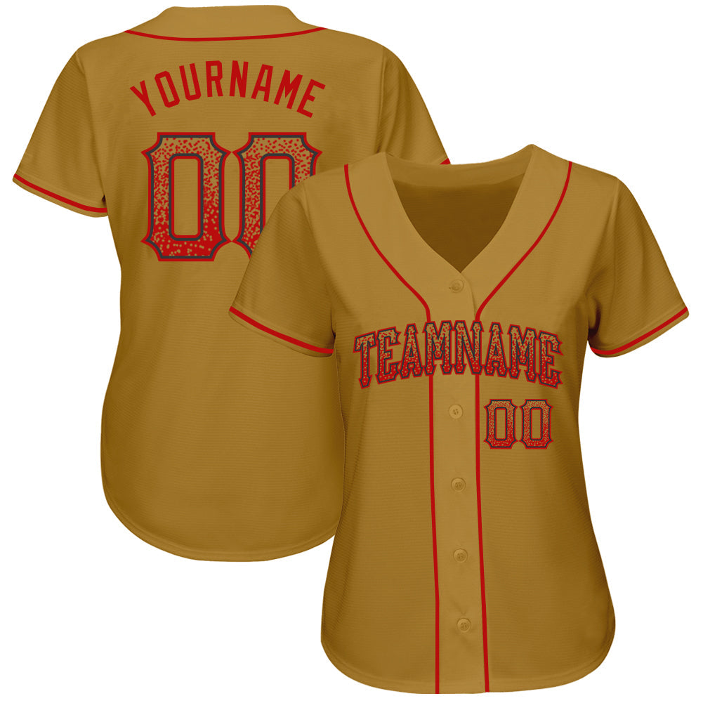 Custom Old Gold Red-Black Authentic Drift Fashion Baseball Jersey view 2
