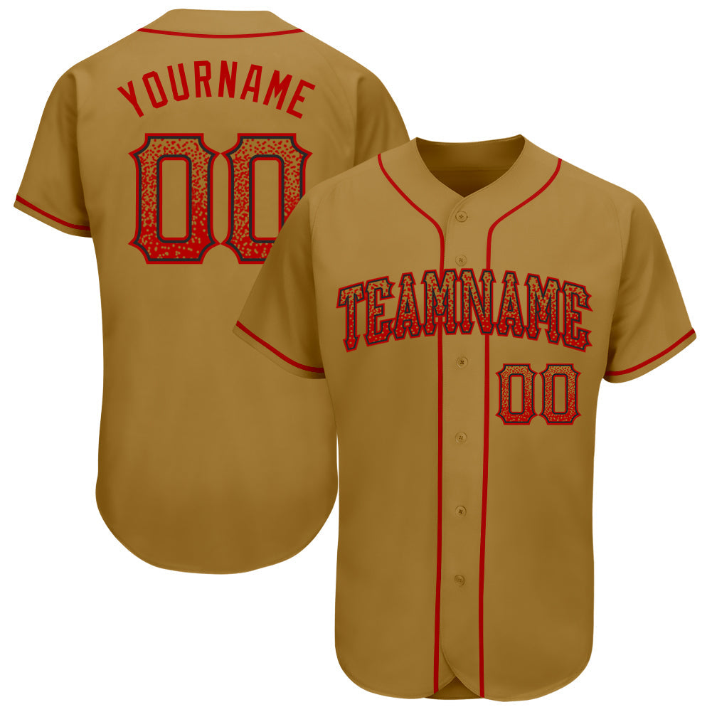 Custom Old Gold Red-Black Authentic Drift Fashion Baseball Jersey - Main View