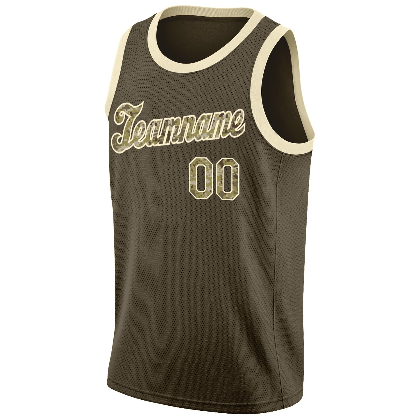 Custom Olive Camo-Cream Round Neck Rib-Knit Salute To Service Basketball Jersey view 5